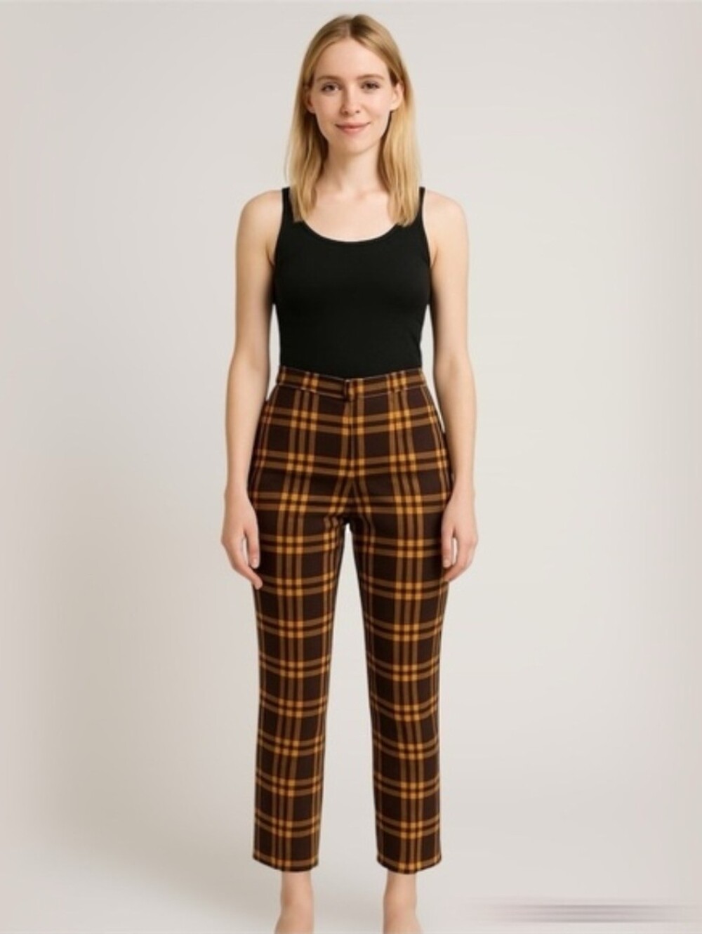 AritziA Wilfred Darontal Yellow Plaid Pull On Pants Size 4